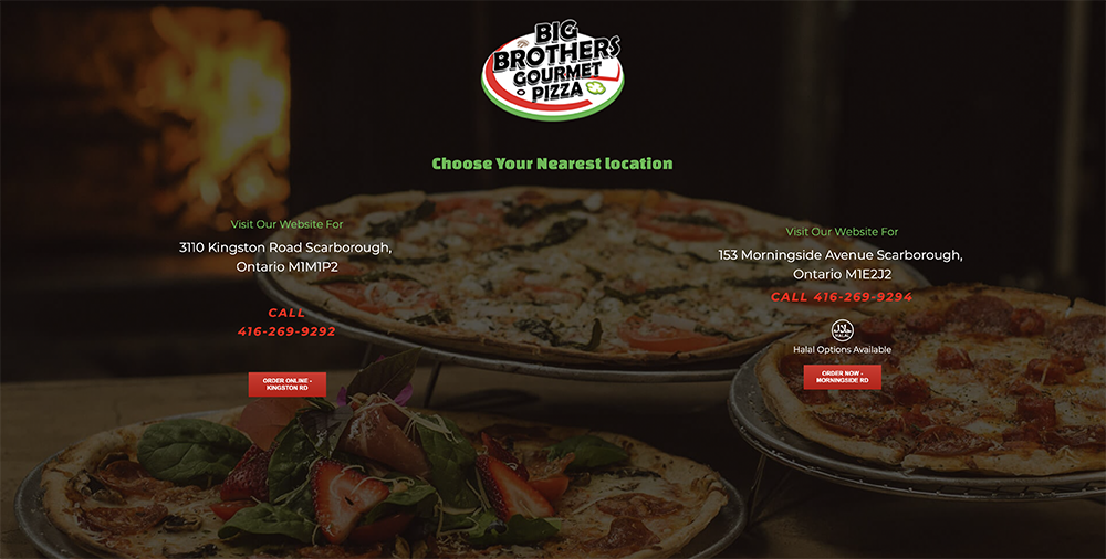 Landing Page Big Brothers Gourmet Pizza